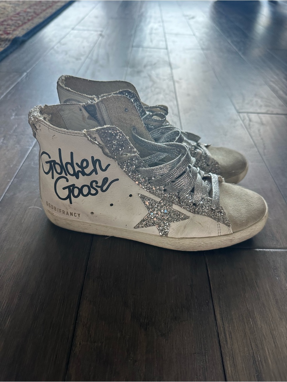 Golden Goose francy Silver Glitter Star High-Top Sneakers